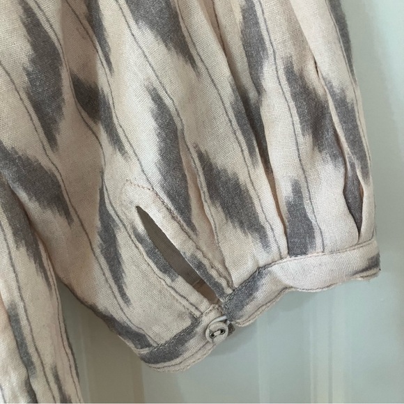 NWT Joie Saila Printed Cotton Top Beige and Gray Short Sleeve Cotton (Medium) - Picture 6 of 7